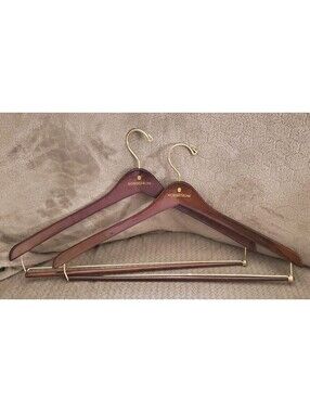 Set of 2 Vintage NORDSTROM Wooden Clothes Hangers Pant Coat Suit Solid Sturdy